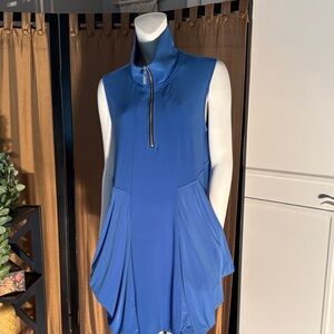 Blue Sleeveless Zip-Up Dress